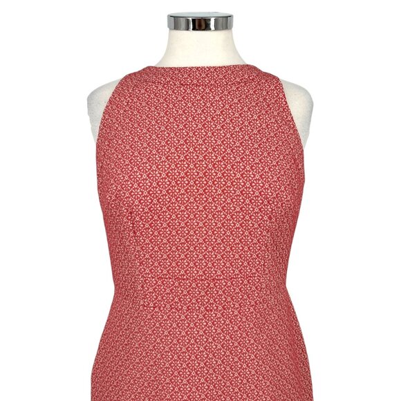 Ann Taylor Coral Pink Patterned Sleeveless Sheath Dress Size 6 - Picture 2 of 12